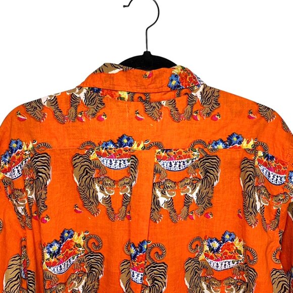 MARY MARSHMELLOW Tiger Print Button Front Boyfriend Shirtdress - Picture 4 of 6